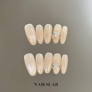 Wedding Ring-Inspired Press On Nails, Bridal Nail Set, Engagement Nails, Wedding Nails, Minimalist Nails, Gift for Her