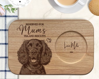 Cocker Spaniel Engraved Tea & Biscuits Board l Custom Wooden Engraved Gift l Gift for Parent l Perfect for Mothers or Fathers Day l Pet Gift