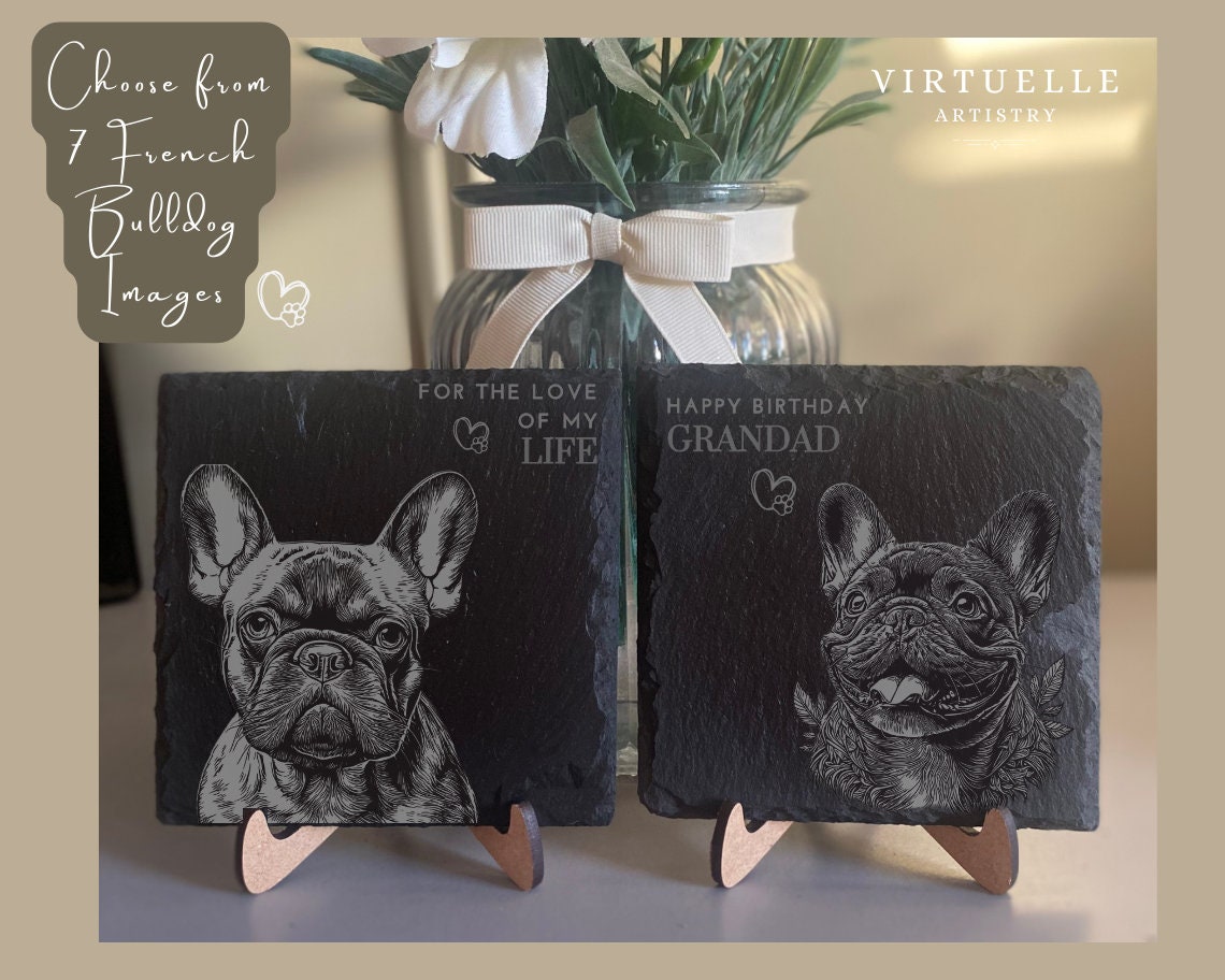 French Bulldog Engraved Decorative Slate Coaster Personalised Gift french-bulldog-engraved-decorative-slate-coaster-personalised-gift