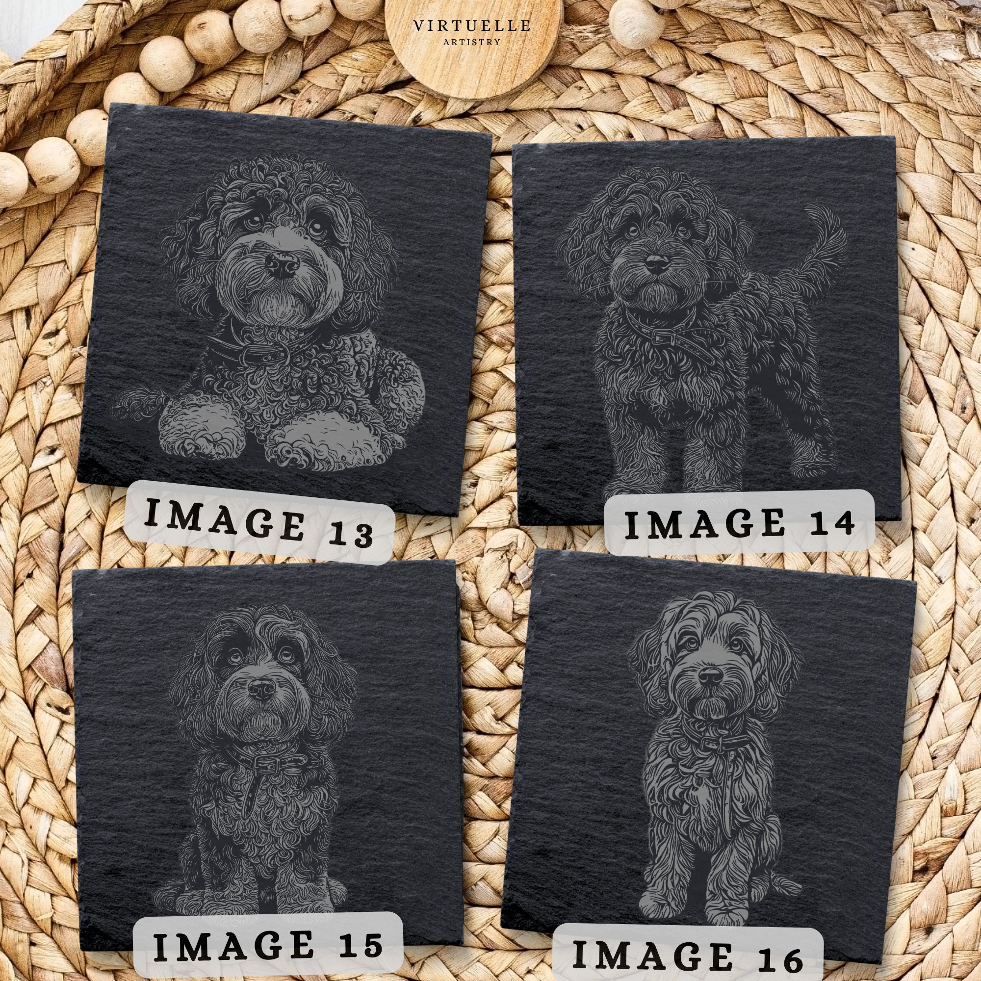 Cockapoo Engraved Decorative Slate Coaster Personalised Gift Unique Pet cockapoo-engraved-decorative-slate-coaster-personalised-gift-unique-pet