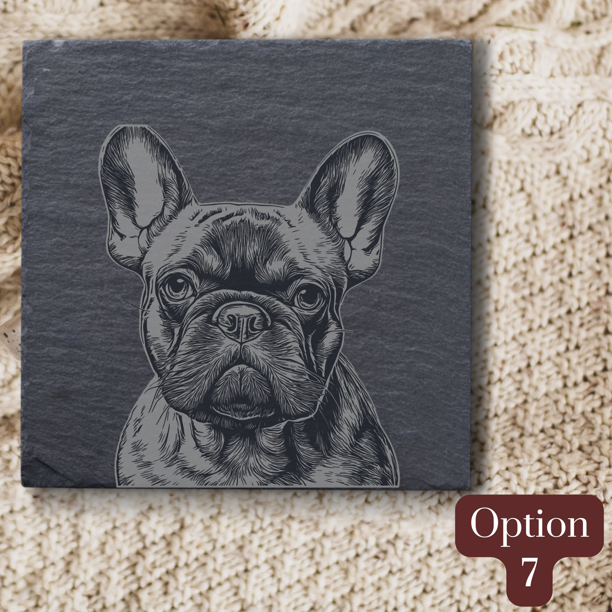 Premium Engraved French Bulldog Decorative Slate Coaster Etsy UK