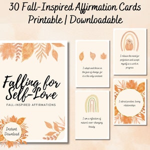Tarjetas de afirmación de otoño, Citas positivas para la inspiración de otoño, Imprimibles, Tarjetas de afirmación PDF, Tarjetas de afirmación digitales