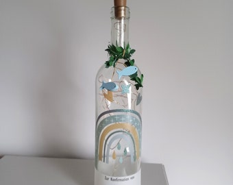 Lichterflasche Regenbogen 3 Motiv Malte Geschenk festliche Anlässe Taufe Hochzeit Konfirmation Kommunion Geburtstag personalisierbar