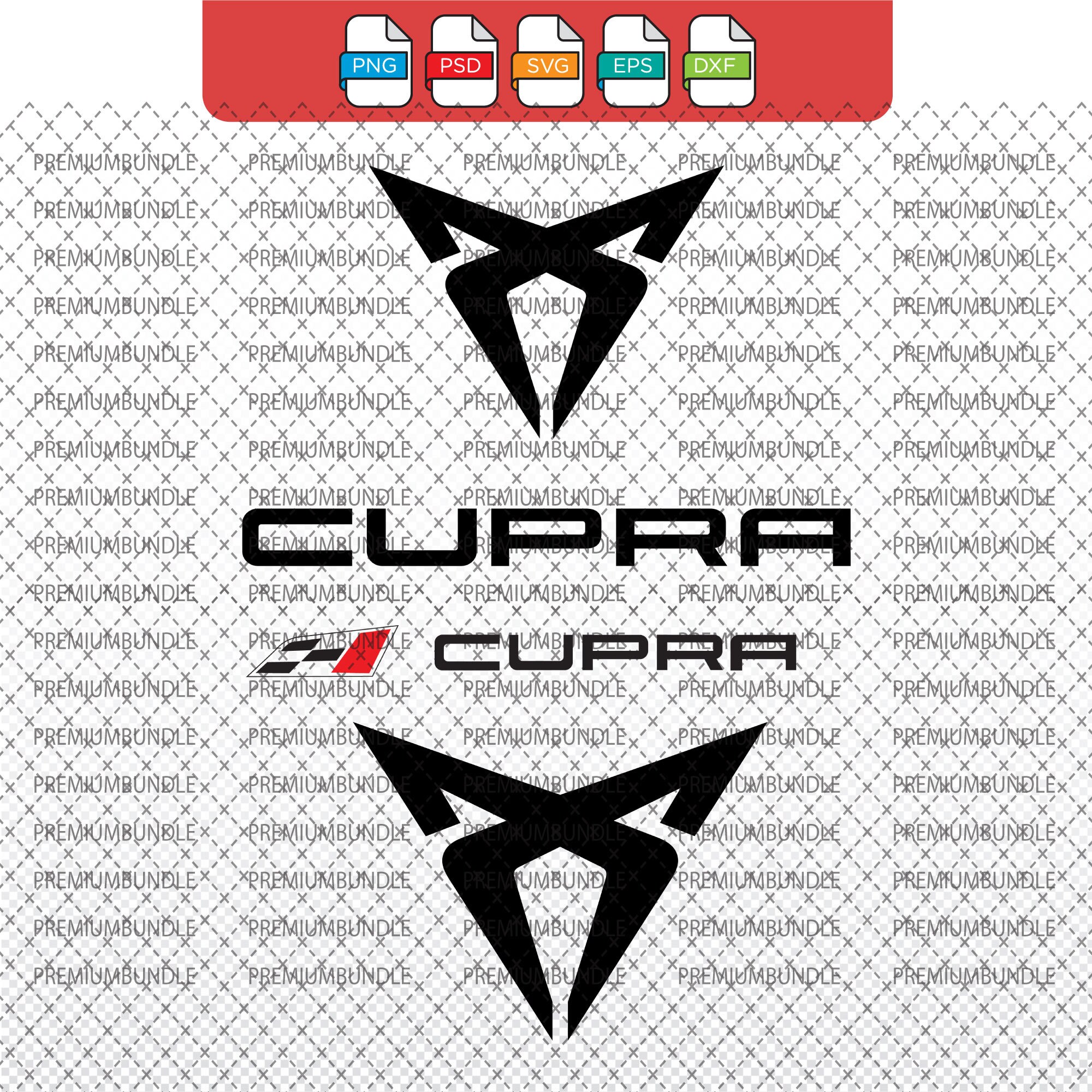 Inscription Seat Cupra d'origine en noir à l'avant, emblème de la calandre  Sport Logo.