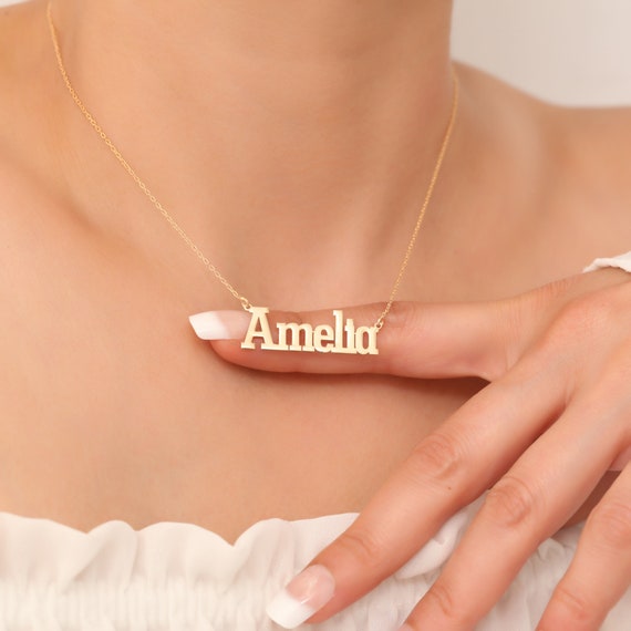 14K Solid Gold Name Necklace, Personalized Name Necklace, 14K Gold Name Necklace, Custom Name Necklace, Graduation Gift, Birthday Gift