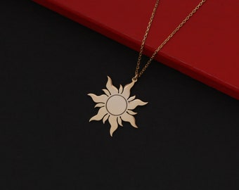 Collier soleil, collier soleil en plaqué or 14 carats, collier minimaliste, cadeau de fête des mères, cadeau pour maman, collier chaîne en or 14 carats