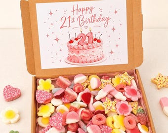 Personalised 21st Birthday Gift Box | 21st Birthday Gift for Her | Pink Birthday Sweet Box | 21st Birthday Present
