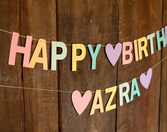 Personalised Pastel Birthday Banner, Custom Rainbow Party Decor