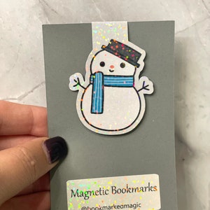 Cute Snowman holographic magnetic bookmark | handmade | cute gift | bookish | book lovers | gifts for her | Christmas | stocking stuffer