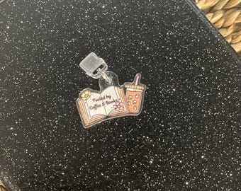 Fueled by Coffee and Books Acrylic Kindle Charm Dust Plug | USB-C | kindle charm | cute | gifts for her | book lover | reader gift