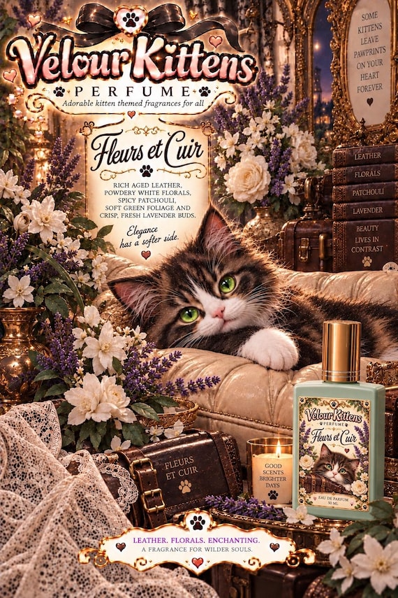 Fleurs et Cuir Perfume - Rich leather, powdery white florals, soft green foliage, spicy patchouli, lavender buds unique indie fragrance