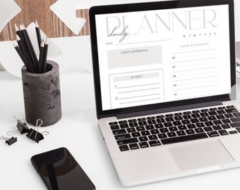 Planejador digital estético sem data | Diariamente | Semanalmente | Planner Mensal|Versão para impressão e digital|A4|Goodnotes Planner|Minimal Life Planner