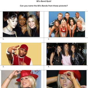 Instant Download - 2000&#39;s Picture Quiz; 00s Quiz; 00&#39;s Quiz; 20th 30th 40th Birthday Party Quiz Fun Party Charity Pub Quiz