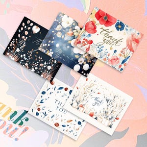 Danke-Karten-Set | Grußkarten | 5er Pack | Multipack | Journal Karten | Ansichtskarten