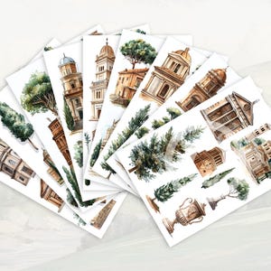 9 Architektonische Elemente Sticker Bogen *MULTIPACK* | Druckbar | Digitaler Download PNG | Drucken und Schneiden | Tagebuch/Sammelalbum | Lehrer/Kinder