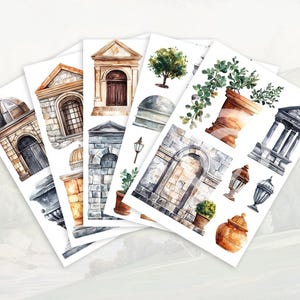 5 Landschafts-Elemente Sticker Blätter | Druckbar | Digitaler Download PNG | Drucken und Schneiden | Für Journal oder Scrapbook | Für Lehrer und Kinder