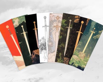 8 Sword Printable Bookmarks | Digital Download PNG & PDF Bookmark Sheets | Print and Cut Bookmark Set | For Journaling
