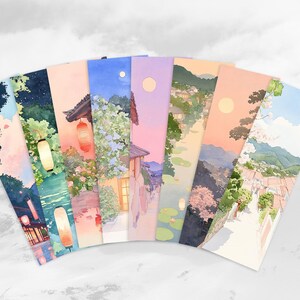 8 Japan Printable Bookmarks | Digital Download PNG & PDF Bookmark Sheets | Print and Cut Bookmark Set | For Journaling