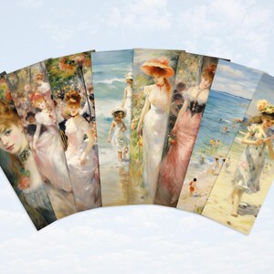 8 Renoir Inspired Printable Bookmarks | Digital Download PNG & PDF Bookmark Sheets | Print and Cut Bookmark Set | For Journal and Scrapbook