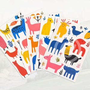 5 stickervellen dieren | Afdrukbaar | Digitale download, png-bestand | Afdrukken en snijden | Voor dagboek of plakboek | Voor leerkrachten en kinderen