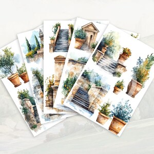 5 Landschafts-Elemente Sticker Blätter | Druckbar | Digitaler Download PNG | Drucken und Schneiden | Für Journal oder Scrapbook | Für Lehrer und Kinder
