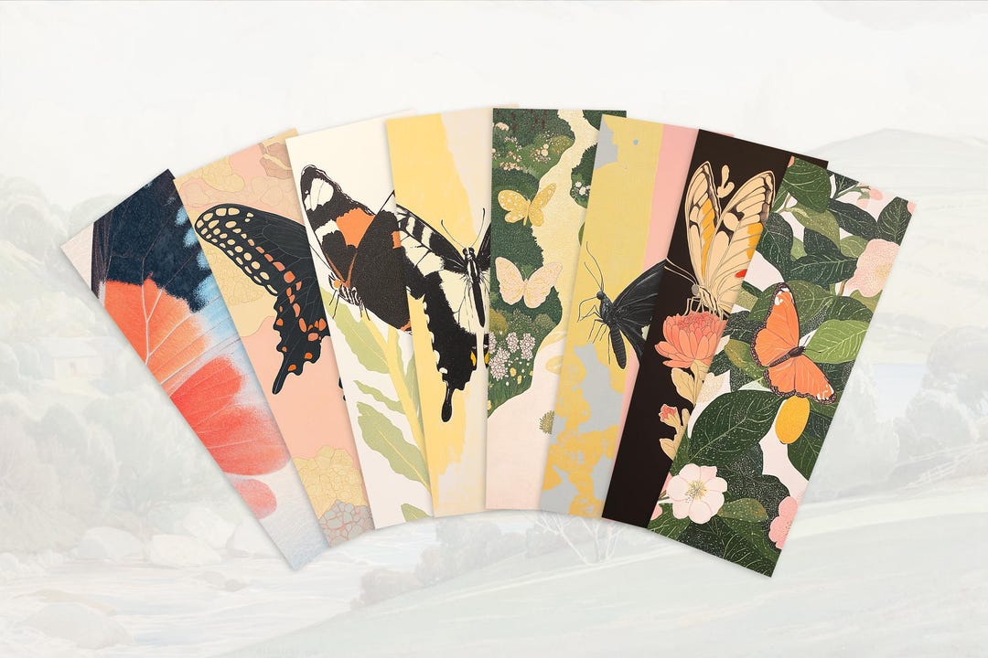 8 Butterfly Printable Bookmarks | Digital Download PNG & PDF Bookmark ...