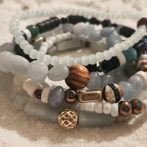 Stretch Bracelet Stack, Blue Bracelets, Blue Bracelet Set, Women&#39;s Bracelets, Jewelry
