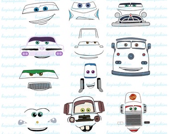 Cars Face Png Bundle, Cars Png, Lightning McQueen Png, Cars PNG clipart, For cars shirt or birthday, Lightning McQueen Face,Cars Movie Png