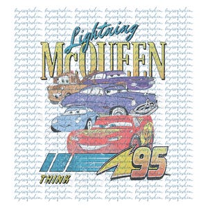 Lightning McQueen SVG PNG | Disney Cars Characters Retro Racing Design | Kids Birthday Shirt Digital Download | Cricut Cut File for Print