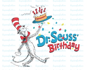 Happy Birthday png, Birthday Cake png, The Cat in the Hat png, Reading Books png, Read Across America Day png, Sublimation Designs