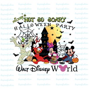 Not So Scary Halloween Party 2025 Png, Mouse And Friend Halloween, Boo Png, Retro Halloween Png, Spooky Season, Mouse Pumpkin Halloween Png