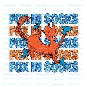 Fuchs in Socken Png, Seussville Png, Lehrer Tag Png, Lese Tag Png, Buchliebhaber PNG Gelesen in ganz Amerika, Lehrerleben PNG Digitaler Download