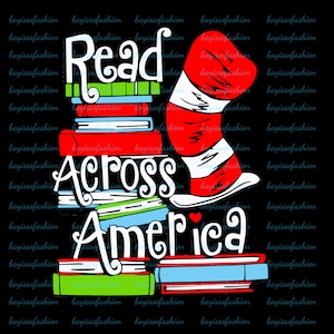 Lesen Sie über Amerika PNG | Dr. Seuss, Katze im Hut, Fliege, Streifenhut, Polka Dot, Lesebewusstsein & Motivation, Schule, Buch