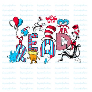 Dr.Suess Zeichen PNG Sublimation, Katze mit Hut, lesen in Amerika, Schule Sublimation, Lehrerleben png, Lehrer, Lesewoche