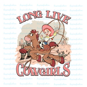 Vintage Jessie and Bullseye Png, Retro Long Live Cowgirl Png, Cowgirl Png, The Wild West Png, Family Vacation Png, Magic Castle,Retro Png