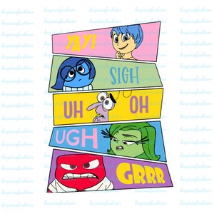 Inside Out 2 PNG , Inside Out 2 Anger, Joy, Disgust, Sadness, Fear, Ennui,Envy, Embarrassment, Anxiety, Inside Out Faces, Poster,Digital PNG