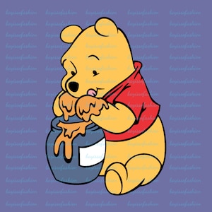 Honey Tiny Winnie the Pooh PNG,Winnie the Pooh Clipart,Instant Digital Download,Pooh Bear with honey pot,Winnie the Pooh birthday shirt