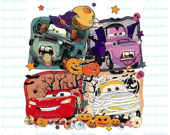 Retro Lightning Car Png, Halloween Cars Png, Halloween Png, McQueen Halloween Png, Trick Or Treat Png, Spooky Vibes Png, Fall Png,Cars Png