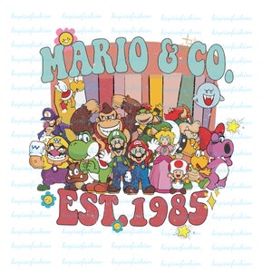 Retro Mario Freunde PNG, Freundschaft Png, Familienurlaub Png, magisches Königreich Png, Familienreise Png, Freunde Shirt Design, Sublimationsdesign