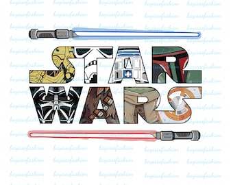 Classic Star Wars Logo with Character Silhouettes PNG | Cut File | Cut Friendly | Instant Digital Zip Download Cricut