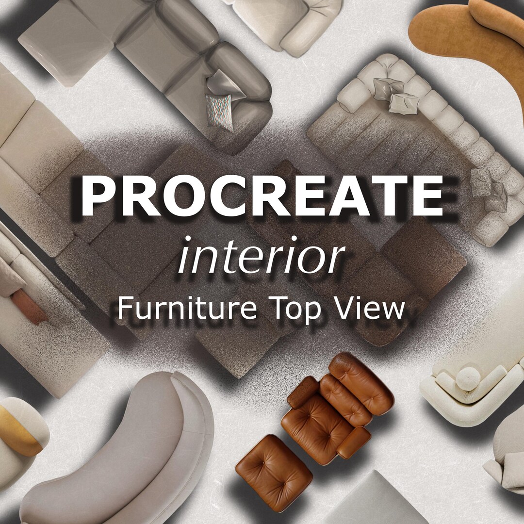 Procreate Furniture Set, Interior Furniture Pack, Furniture Top View ...