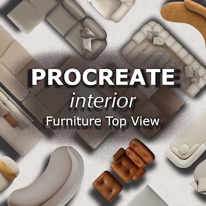 Procreate furniture set, Interior furniture pack, Furniture top view, PNG furniture, Floor plan interior, Architecture sketch, PNG sofa