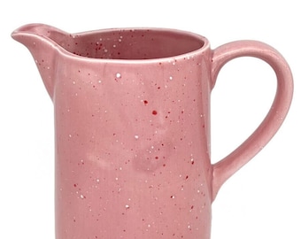 Krug große Keramik Wasser Kanne, Party Pitcher - Rosa  Pink 1,2 Liter Blumenvase - Handgemachte Keramik aus Portugal