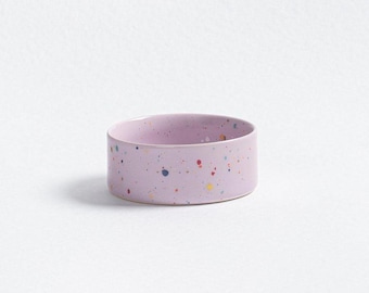 Feeding bowl, dog bowl, ceramic cat bowl, dog food bowl, dog bowl, feeding bowl in purple, violet dotted - Handmade in Portugal