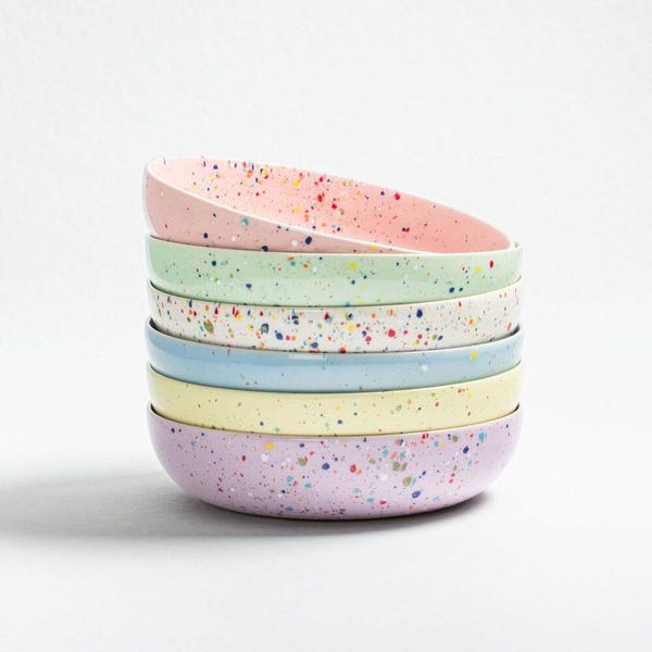 Pasta plate, deep plate ceramic plate soup plate party ø21cm 1 piece in white pink blue green purple yellow - Ceramic handmade from Portugal