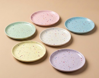 Plate, Dinner Plate Large Ceramic Plate New Party ø27cm in White-Pink-Blue-Green-Purple-Yellow - by Egg Back Home Handmade in Portugal