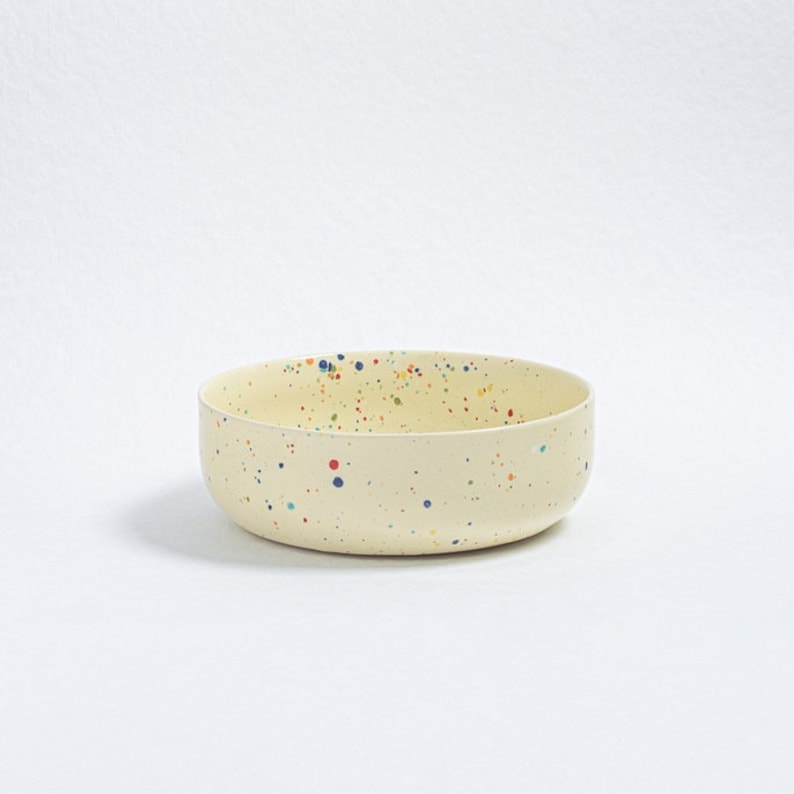 Schüssel Bowl Pastaschale, tiefer Teller Party Weiß Lila Rosa Gelb Blau Grün ø19cm Keramik handgemacht aus Portugal Gelb