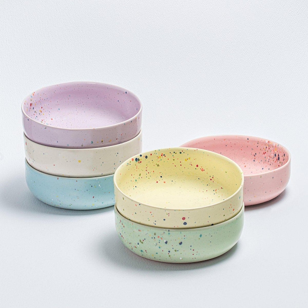 Bowl Keramik Schüssel, Müslischale Dessertschale Party Weiß Lila Rosa Gelb Blau Grün ø15cm - Keramik handgemacht aus Portugal