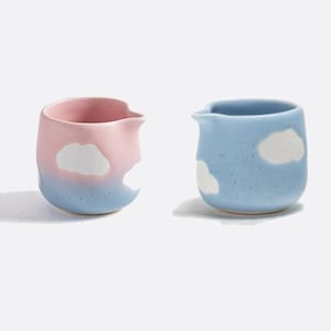 Milk Jug Ceramic Milk Vessel Milk Jug Clouds Cloud Milk Jug Sunset Pink Blue 110ml - Handmade in Portugal