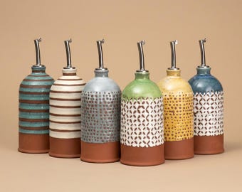 Keramik Ölflasche, Keramik Oliven Öl Flasche Essig 600ml Olivenölflasche - Handgemacht in Portugal